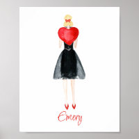 Aquarelle Coeur Fashion Poster