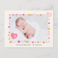 aquarelle coeurs frontière colorée Photo Carte pos
