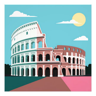 Aquarelle Colisée Rome Design plat Poster