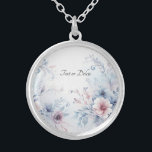 Aquarelle Collier Floral bleu rose<br><div class="desc">Belle aquarelle bleu rose rose collier floral</div>