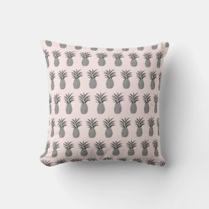 Aquarelle coloniale rose ananas Coussin