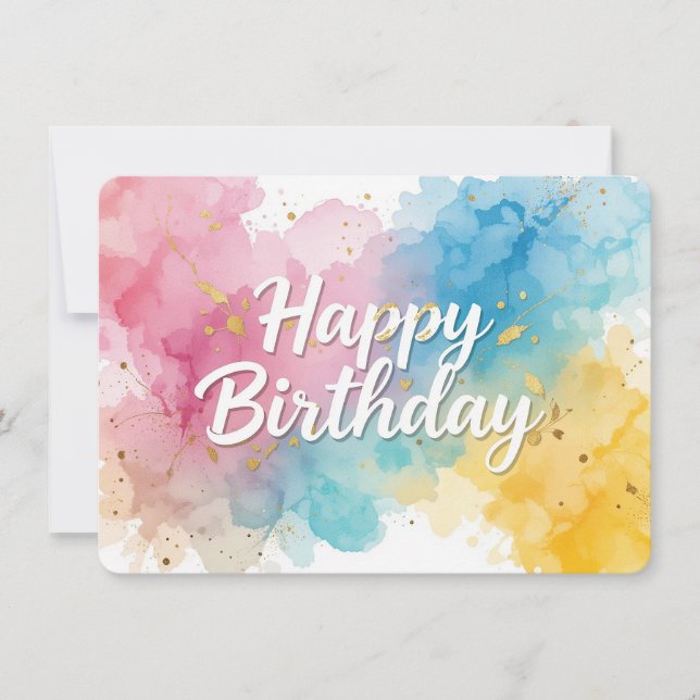 Aquarelle colorée Bonne Carte d'Anniversaire Avec  (Devant)
