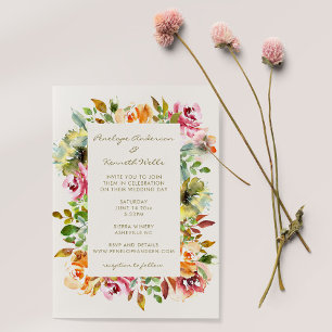 Aquarelle colorée Budget Mariage floral Inviter