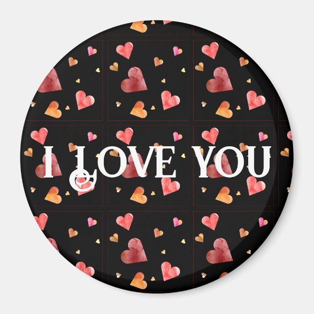 Aquarelle colorée Coeurs Magnet (Devant)