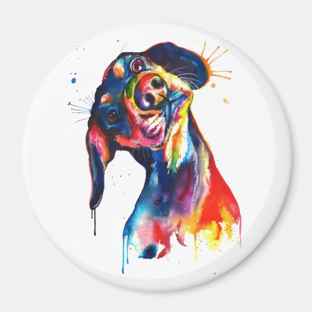 Aquarelle colorée Dachshund Magnet (Devant)