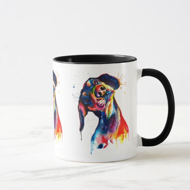 Aquarelle colorée Dachshund Mug (Droite)