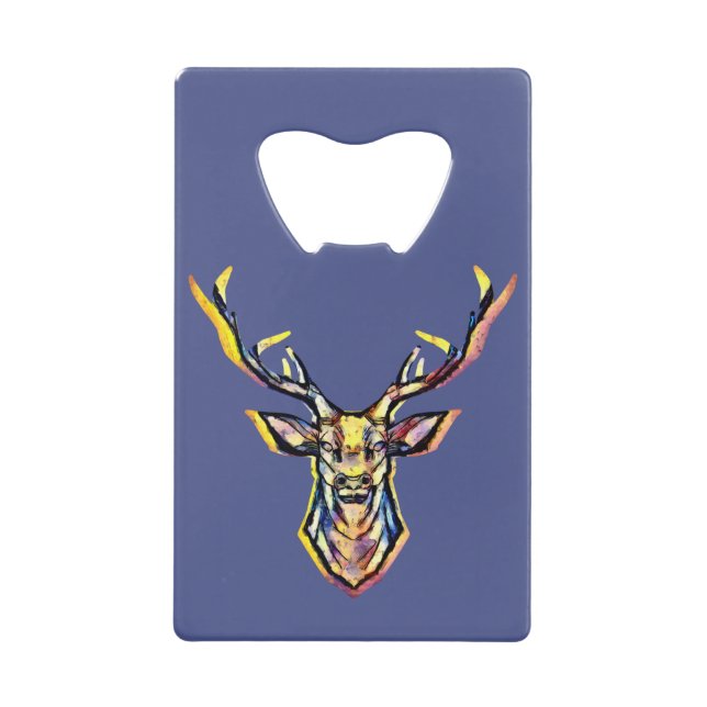 Aquarelle colorée Deer Head Art (Devant)