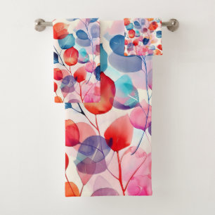 Aquarelle colorée Eucalyptus Feuilles