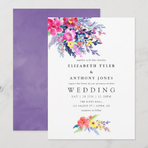 Aquarelle colorée Faire-part de mariage Floral