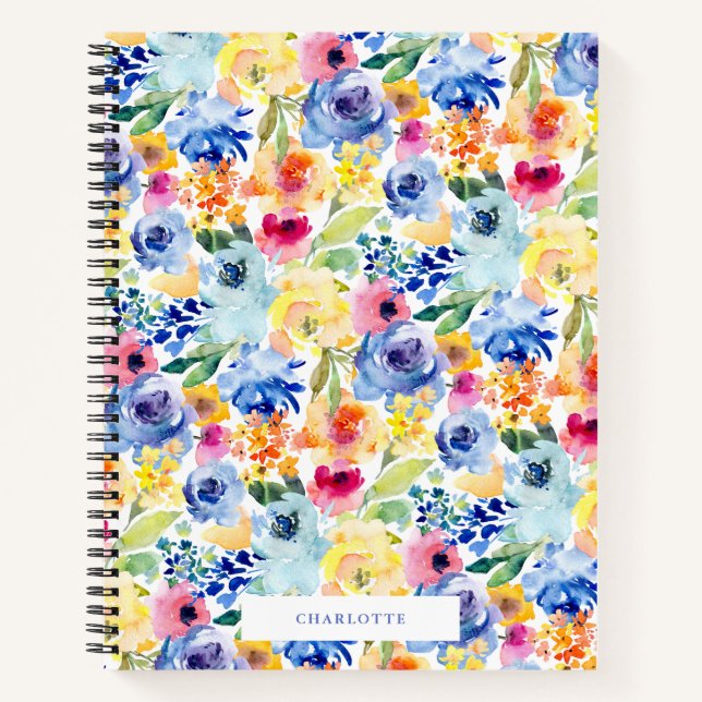 Aquarelle colorée Florales Carnet spiral (Devant)