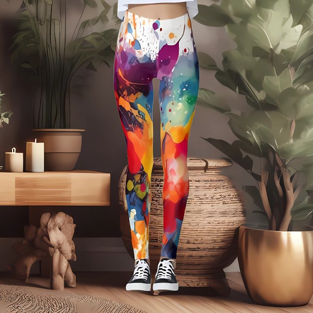 Aquarelle colorée Fun et Fierce Imprimer Leggings (Créateur téléchargé)