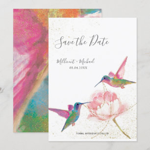 Aquarelle colorée Hummingbirds Enregistrer la date