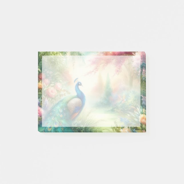 Aquarelle colorée Peacock Post-It Notes (Devant)