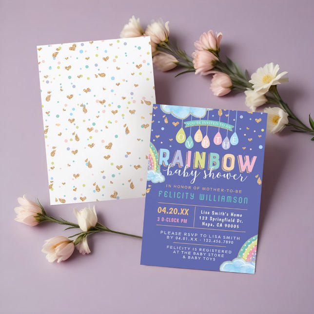 Aquarelle colorée Rainbow Baby shower Invitation (Colorful Watercolor Rainbow Baby Shower Invitation)
