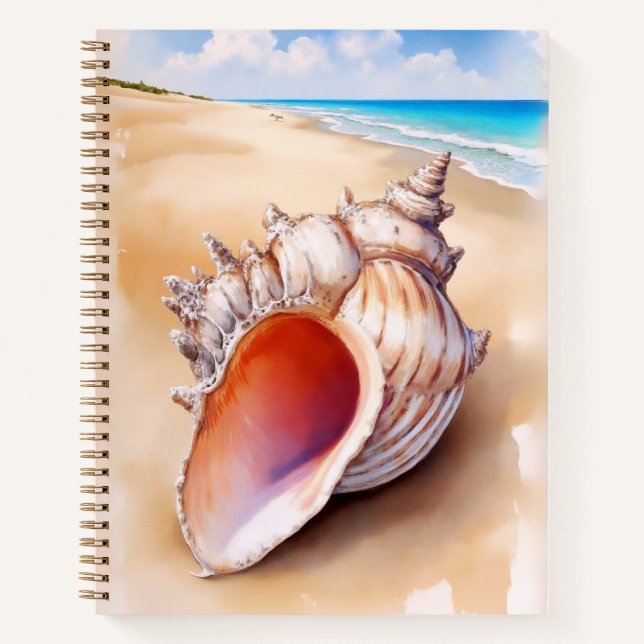 Aquarelle Conch Shell sur le Beach Journal (Devant)