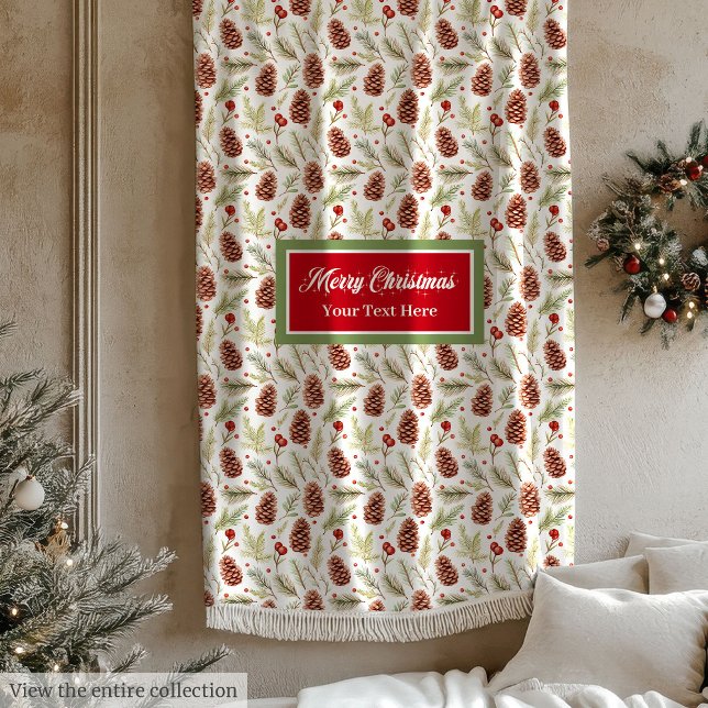Aquarelle cônes de pin vert pastel couverture fest (Watercolor pine cones pastel green festive blanket)