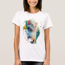 Aquarelle cool Portrait de chat T-shirt