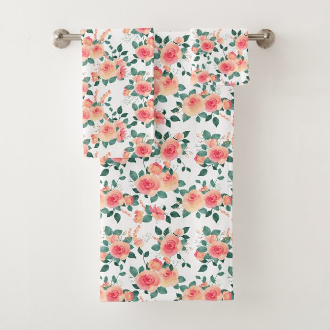 Aquarelle Coral Rose motif floral  (En situation)