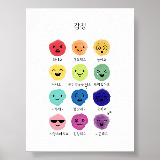Aquarelle coréen Hangul sentiments poster (Devant)