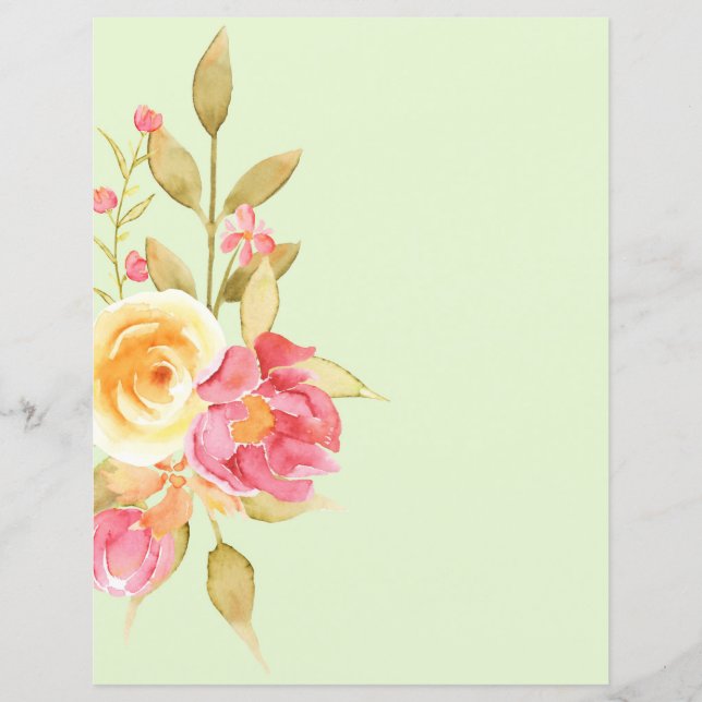 Aquarelle Cottage Jardin Roses papier à scandale (Devant)