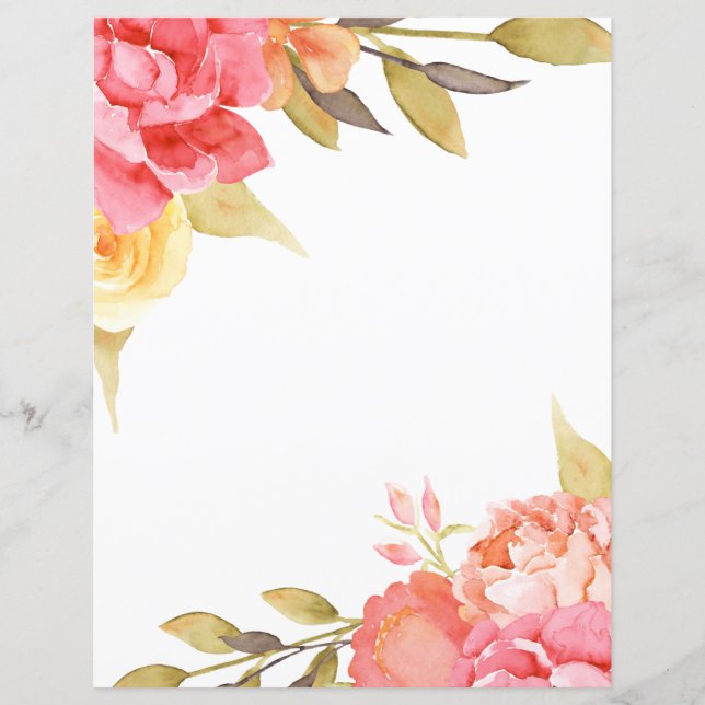 Aquarelle Cottage Jardin Roses papier à scandale (Devant)