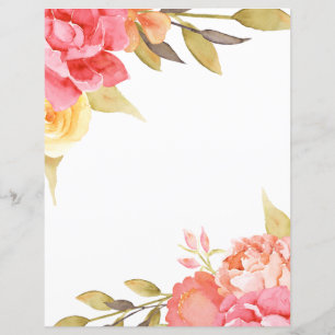 Aquarelle Cottage Jardin Roses papier à scandale