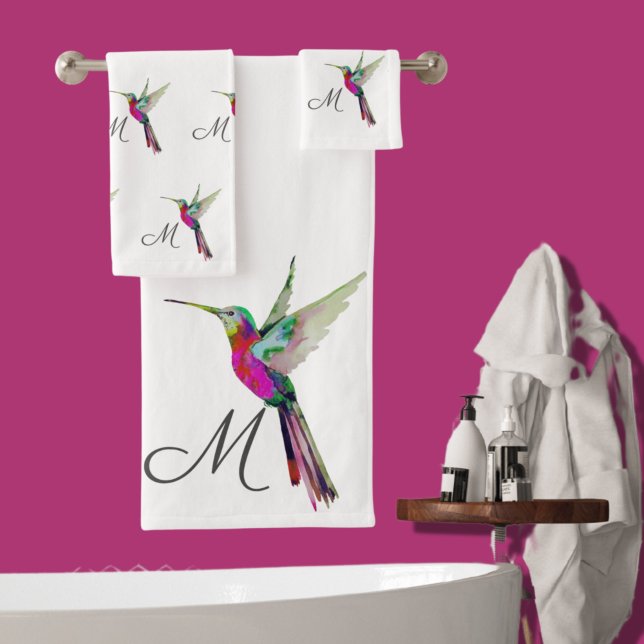 Aquarelle couleur de colibri Monogramme initial (Créateur téléchargé)