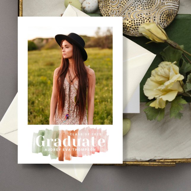 Aquarelle Couleurs Graduation Photo Invitation (Créateur téléchargé)