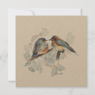 Aquarelle Couple Bluebird Avec Floral