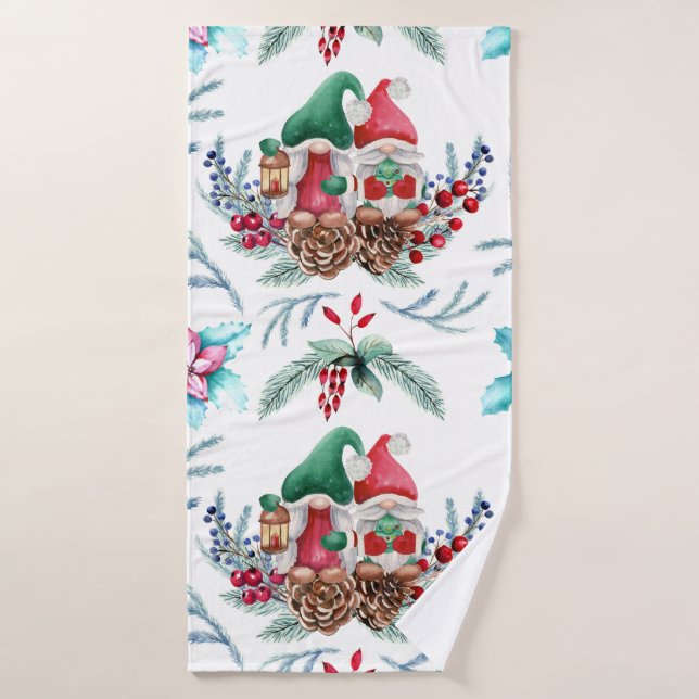 Aquarelle Couple Gnomes Ensemble de serviettes de  (Serviette de bain)