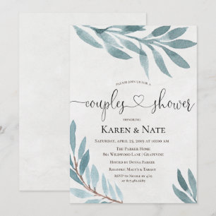 Aquarelle Couples Douche Invitation botanique