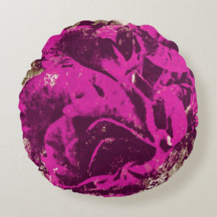Aquarelle Coussin ronde violet Rose