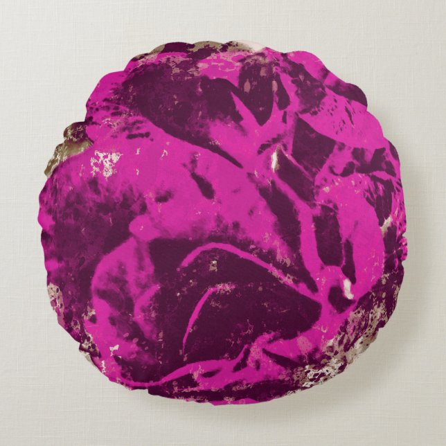 Aquarelle Coussin ronde violet Rose (Devant)