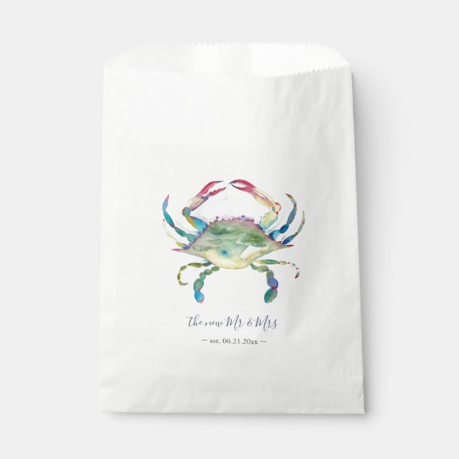 Aquarelle Crabe Favor Sacs Plage Idées de mariage (Devant)