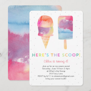 Aquarelle Crème glacée Anniversaire Invitation de