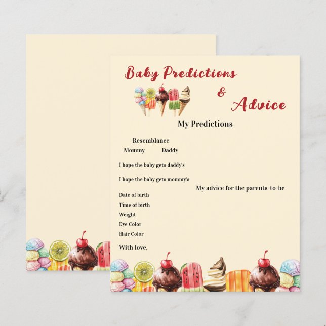 Aquarelle crème glacée Baby shower de jeu Flyer (Devant / Derrière)