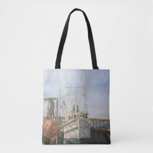 Aquarelle Crevette Bateau Sac fourre-tout de pêche