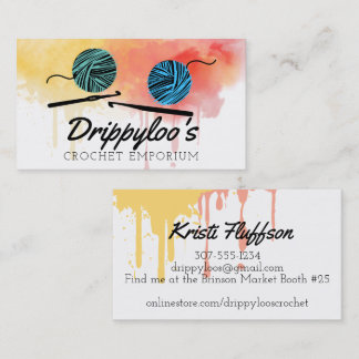 Aquarelle crochet crochets fils carte de visite