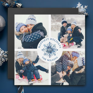 Aquarelle Crystal Blue Snowflake 4 Photo Collage