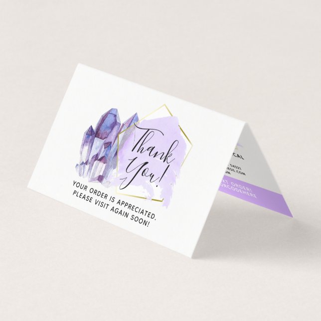 Aquarelle Crystals & Carte de remerciements Boho O (Front)