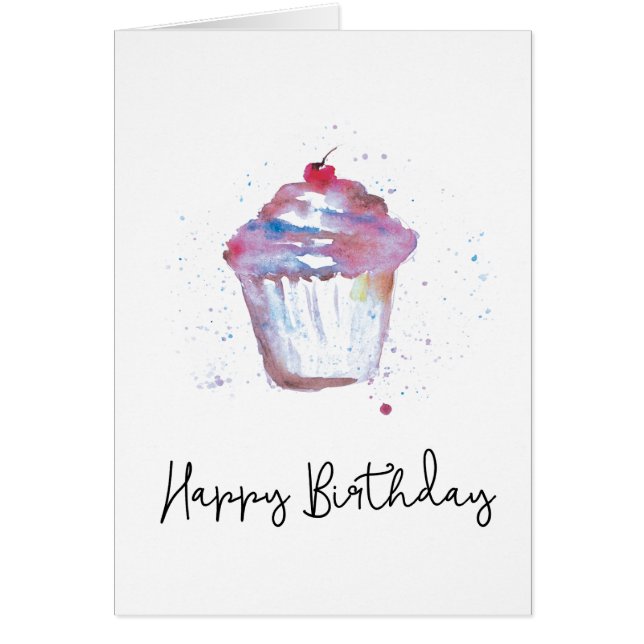 Aquarelle Cupcake, Plaques, Script moderne (Devant)
