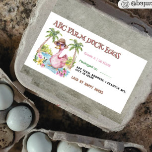 Aquarelle Cute Canard Oeuf Carton Étiquette