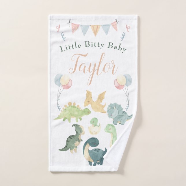 Aquarelle Cute Dinosaur Bébé personnalisé (Serviette à main)