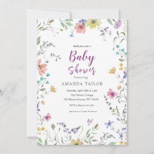 Aquarelle Cute Floral Baby shower Invitation