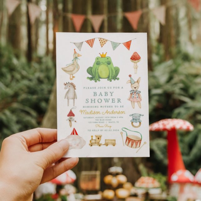 Aquarelle Cute Frog Baby shower Invitation (Créateur téléchargé)