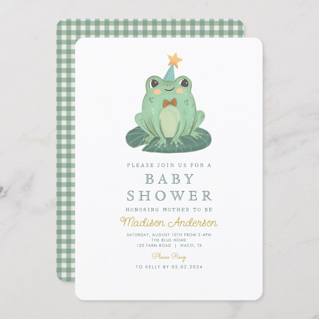 Aquarelle Cute Frog Baby shower Invitation (Créateur téléchargé)