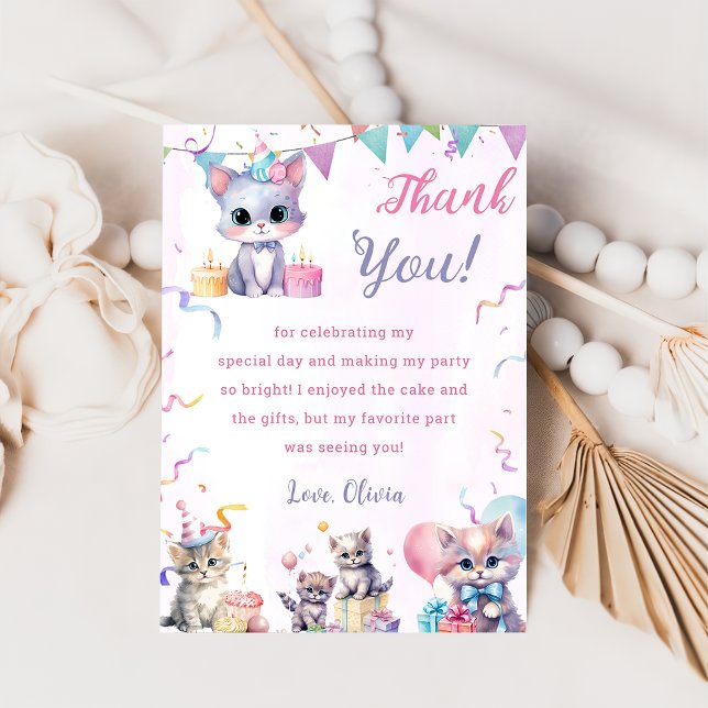 Aquarelle Cute Kitty Chat Anniversaire Carte de re (Créateur téléchargé)