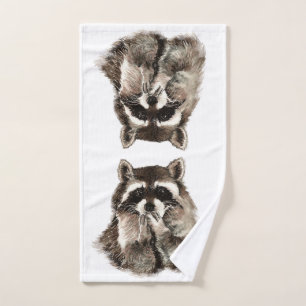 Aquarelle Cute Raccoon Baiser Animaux Amusement
