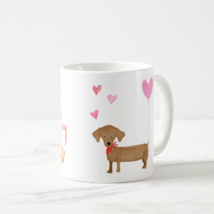 Aquarelle Dachshund Valentines Chien Café Mug