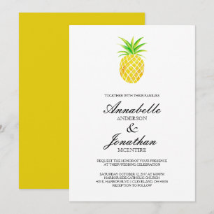 Aquarelle d'ananas Faire-part de mariage tropicale